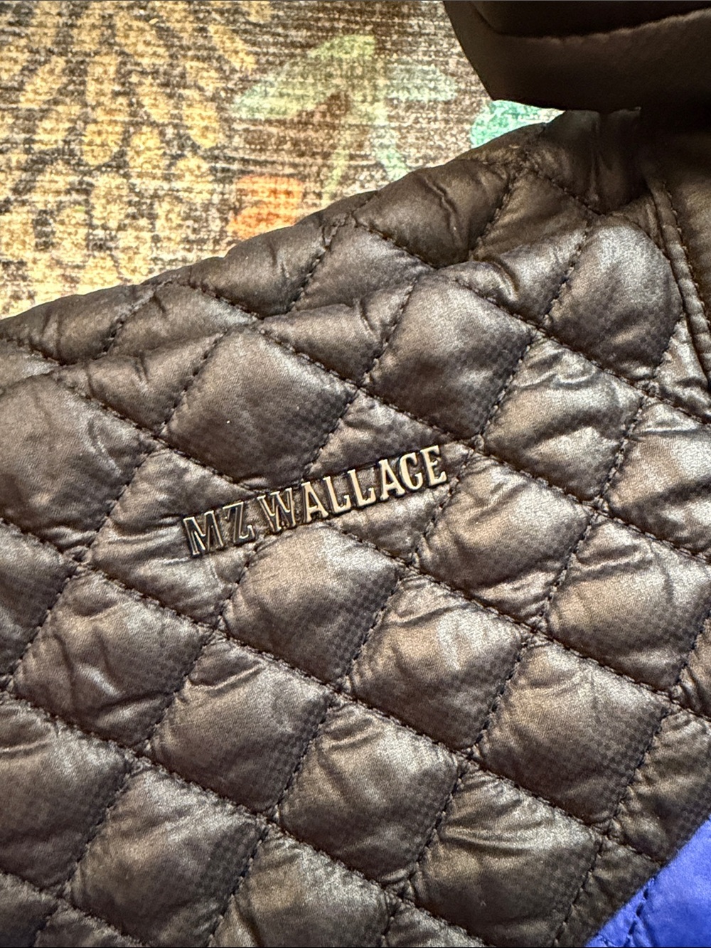 MZ Wallace Metro Tote Deluxe, featuring a quilted pattern in black & blue - Picture 5 of 8